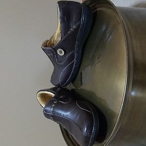 Clarks Unstructured Un.Loop Brown leather slip-ons, size 7